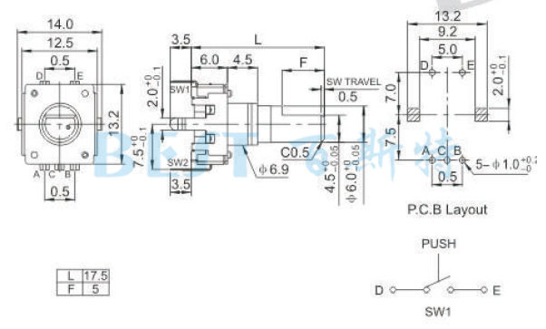 EC12編碼器EC12A規格圖紙