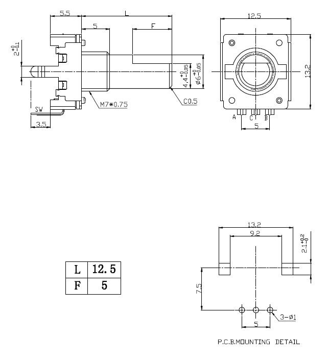 EC12編碼器EC12E規格圖紙